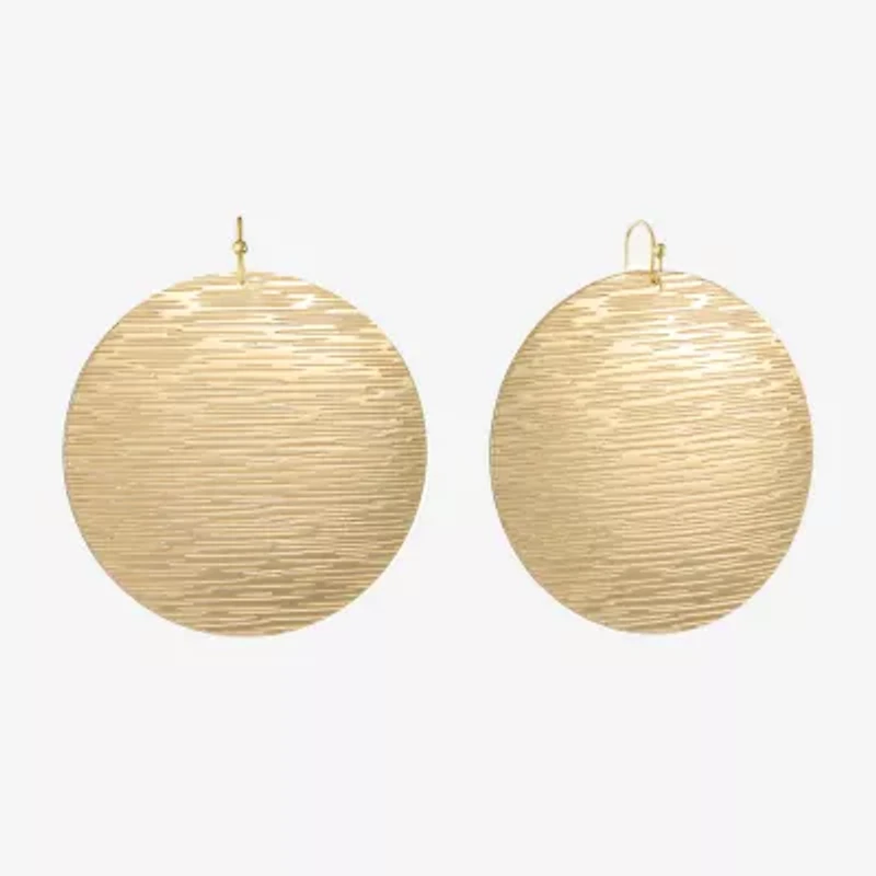 Liz Claiborne Gold Tone Round Womens Drop Earrings