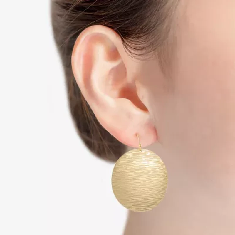 Liz Claiborne Gold Tone Round Womens Drop Earrings