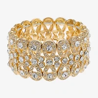 Monet Clear And Goldtone Stretch Bracelet