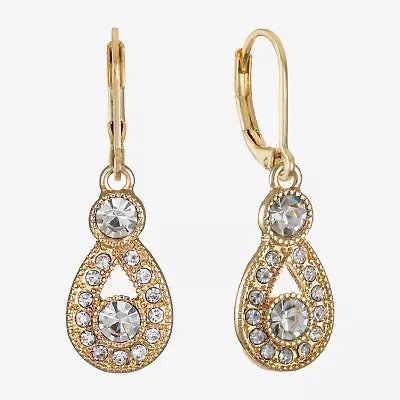 Monet Jewelry Gold Tone Womens White Pear Drop Earrings