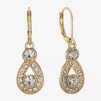 Monet Jewelry Gold Tone Womens White Pear Drop Earrings