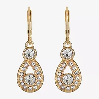 Monet Jewelry Gold Tone Womens White Pear Drop Earrings