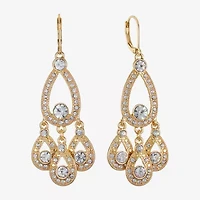 Monet Jewelry Gold Tone Womens White Chandelier Earrings