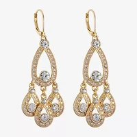 Monet Jewelry Gold Tone Womens White Chandelier Earrings