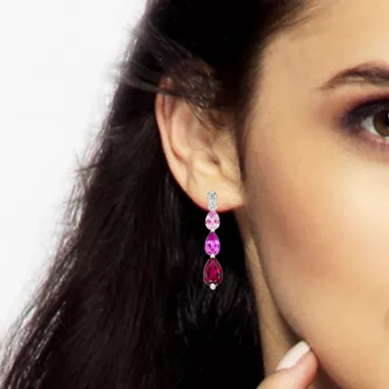 Gemstone Sterling Silver Pear Drop Earrings