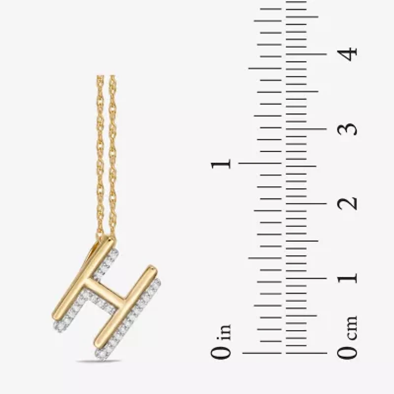 Initial Womens 1/10 CT. T.W. Natural White Diamond 10K Gold 18 Inch Pendant Necklace