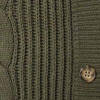 St. John's Bay Womens V Neck Long Sleeve Open Front Plus Cable Knit Cardigan