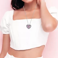 Sparkle Allure Light Up Box Halo Womens Cubic Zirconia Pure Silver Over Brass Heart 2-pc. Jewelry Set