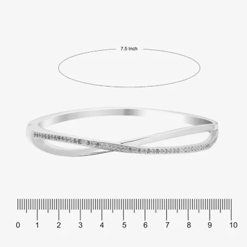 Sparkle Allure Twist Womens Cubic Zirconia Pure Silver Over Brass Bangle Bracelet