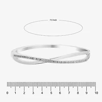 Sparkle Allure Twist Womens Cubic Zirconia Pure Silver Over Brass Bangle Bracelet