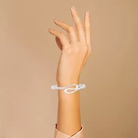 Sparkle Allure Squiggle Womens Cubic Zirconia Pure Silver Over Brass Bangle Bracelet