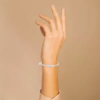 Sparkle Allure Womens White Pure Silver Over Brass Infinity Bangle Bracelet