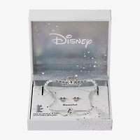 Disney Classics Womens Cubic Zirconia 14k Rose Gold Over Brass Pure Silver Over Brass Bow Minnie Mouse 2-pc. Jewelry Set