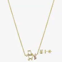 Disney Classics Honey Bee Womens Cubic Zirconia 14K Gold Over Brass Pure Silver Over Brass Piglet Winnie The Pooh 2-pc. Jewelry Set