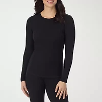 Cuddl Duds Womens Stretch Rib Crew Neck Long Sleeve Thermal Shirt