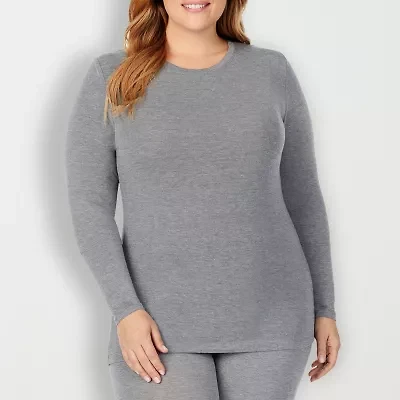 Cuddl Duds Womens Softwear-Plus Crew Neck Long Sleeve Thermal Shirt
