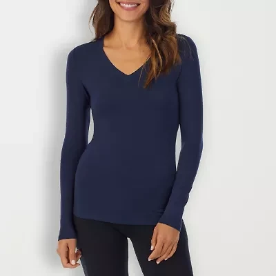 Cuddl Duds Womens Softwear V-Neck V Neck Long Sleeve Thermal Shirt