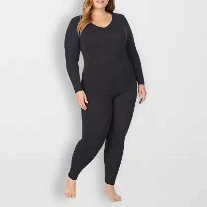 Cuddl Duds Womens Softwear V-Neck-Plus V Neck Long Sleeve Thermal Shirt