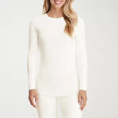 Cuddl Duds Womens Softwear-Tall Crew Neck Long Sleeve Thermal Shirt