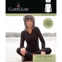 Cuddl Duds Womens Softwear V-Neck-Tall V Neck Long Sleeve Thermal Shirt