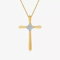 Yes, Please! Womens Diamond Accent Natural Sterling Silver Cross 18 Inch Pendant Necklace