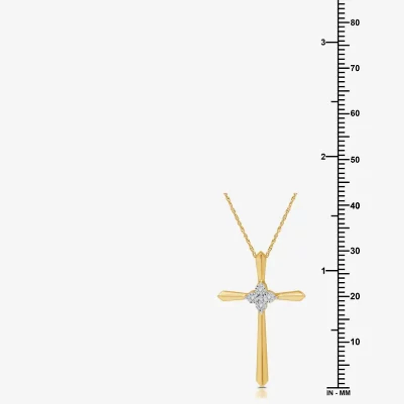 Yes, Please! Womens Diamond Accent Natural Sterling Silver Cross 18 Inch Pendant Necklace