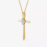 Yes, Please! Womens Diamond Accent Natural Sterling Silver Cross 18 Inch Pendant Necklace