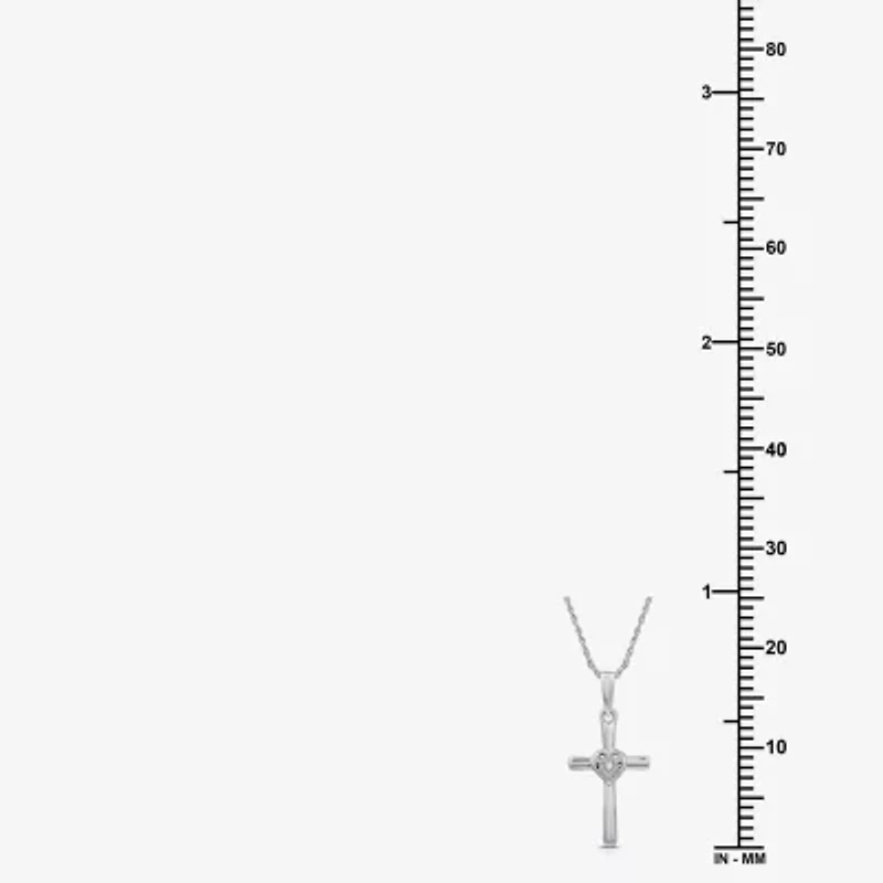Yes Womens Diamond Accent Natural White Diamond Sterling Silver Cross 18 Inch Pendant Necklace