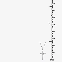 Yes Womens Diamond Accent Natural White Diamond Sterling Silver Cross 18 Inch Pendant Necklace