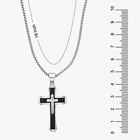 Mens 2-pc Stainless Steel Cross Necklace and ID bracelet Jewerly Set