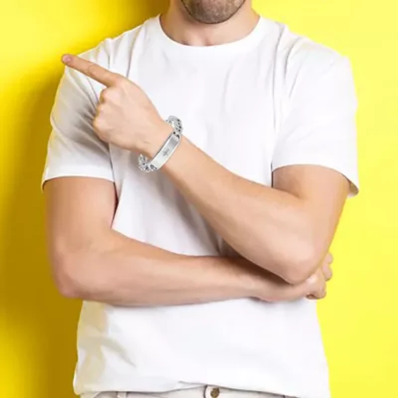 Mens 1/10 CT. T.W. Natural White Diamond Stainless Steel Cross 2-pc. Jewelry Set