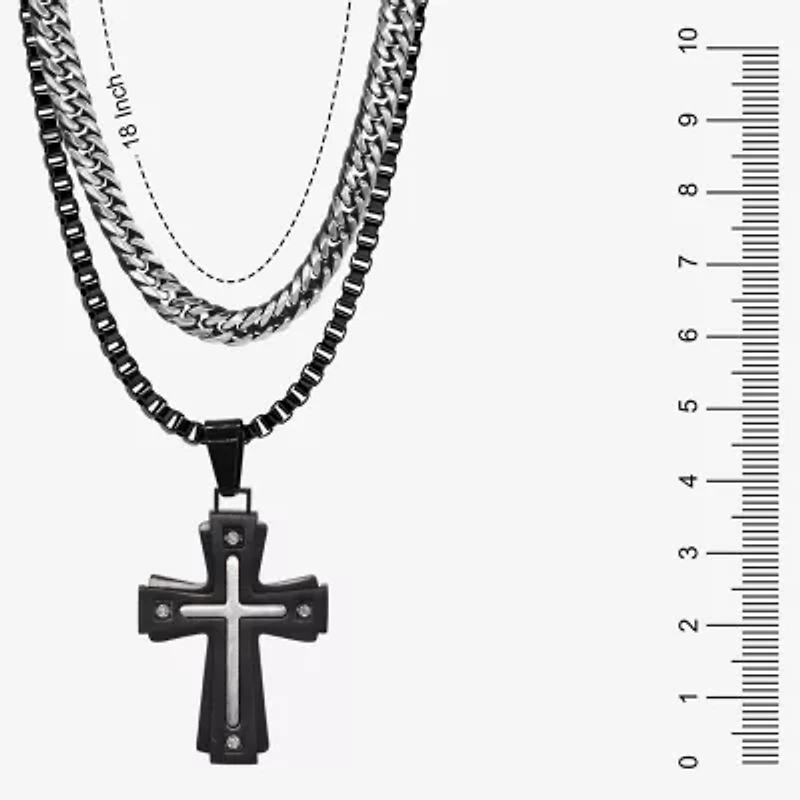 Mens Stainless Steel Cross 2-pc. Jewelry Set