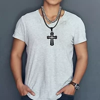 Mens Stainless Steel Cross 2-pc. Jewelry Set