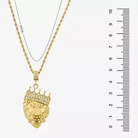 Mens Zirconia Stainless Steel 26 Inch Pendant Necklace