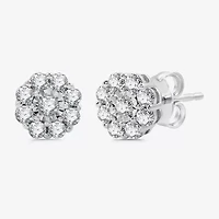 Diamond Blossom Womens 1 CT. T.W. Lab Grown White Diamond Flower Pendant Necklace Set