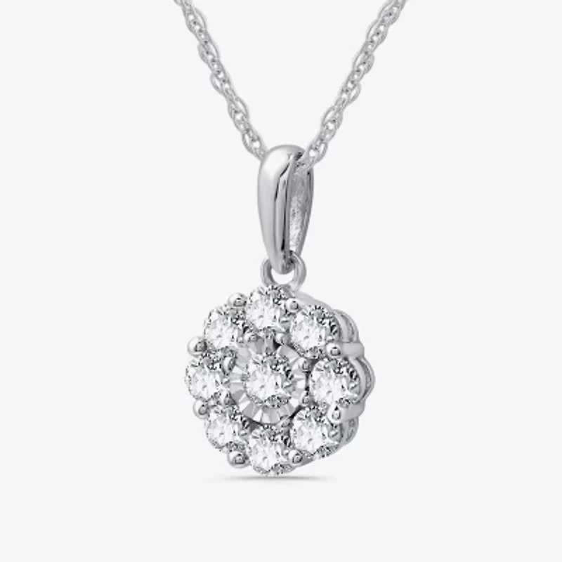 Diamond Blossom Womens 1 CT. T.W. Lab Grown White Diamond Flower Pendant Necklace Set