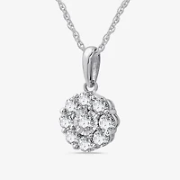 Diamond Blossom Womens 1 CT. T.W. Lab Grown White Diamond Flower Pendant Necklace Set