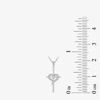 Womens 1/6 CT. T.W. Lab Grown White Diamond Sterling Silver Cross Heart 18 Inch Pendant Necklace