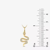 Snake Womens 1/10 CT. T.W. Lab Grown White Diamond 14K Gold Over Silver Sterling Silver 18 Inch Pendant Necklace
