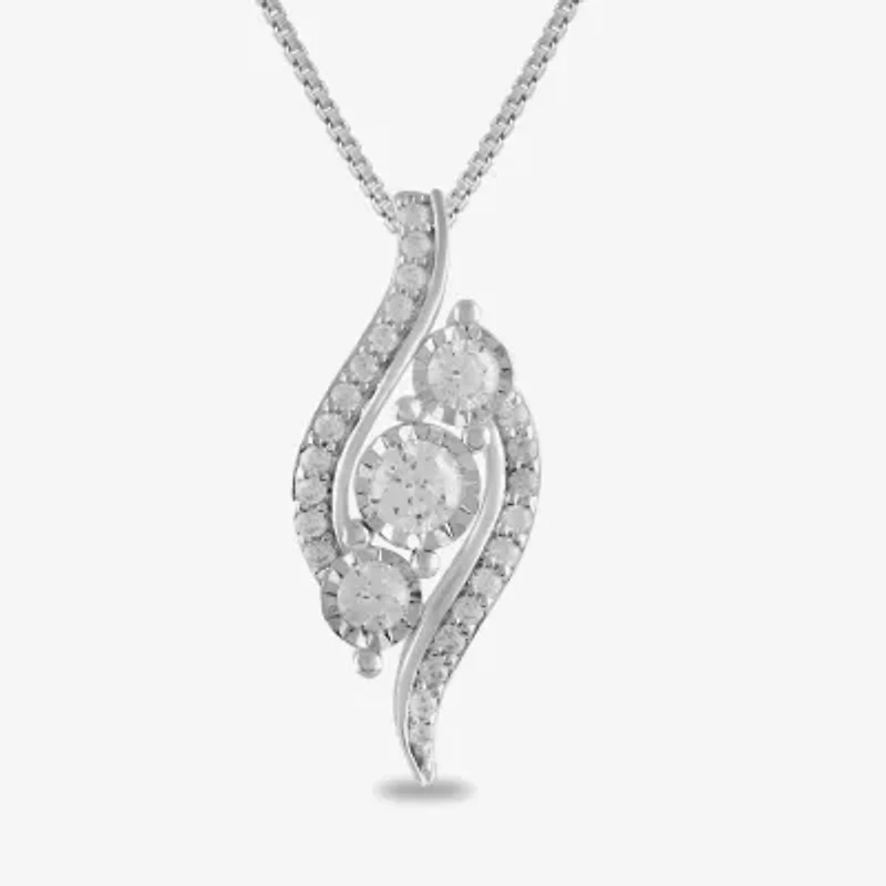 Womens 1/ CT. T.W. Lab Grown White Diamond Sterling Silver 18 Inch Pendant Necklace