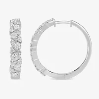 Womens 1 CT. T.W. Lab Grown White Diamond Sterling Silver 24.8mm Hoop Earrings