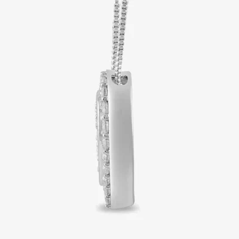 Womens 1/ CT. T.W. Lab Grown White Diamond Sterling Silver Heart 18 Inch Pendant Necklace