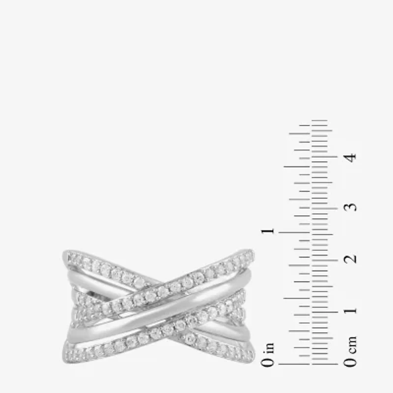 Womens 1/2 CT. T.W. Lab Grown White Diamond Sterling Silver Crossover Band
