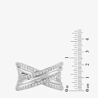 Womens 1/2 CT. T.W. Lab Grown White Diamond Sterling Silver Crossover Band