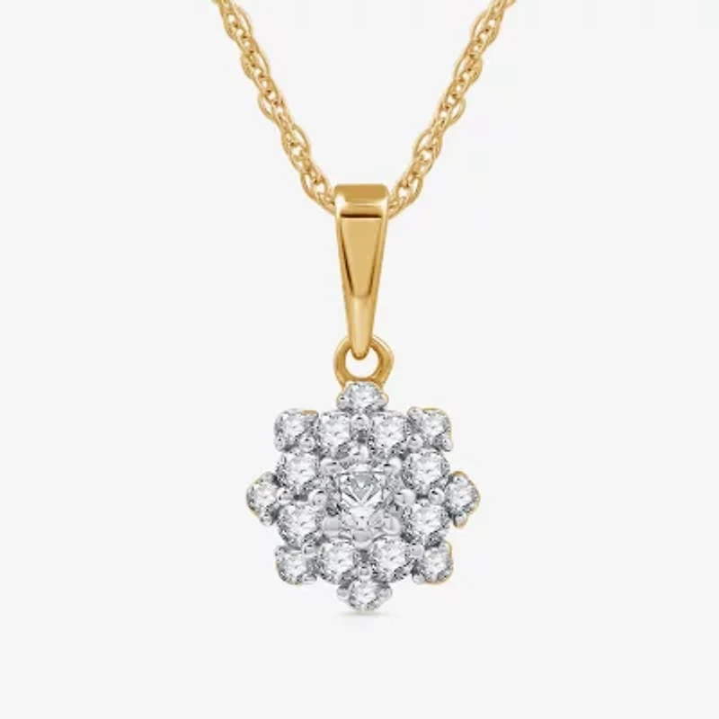 Diamond Blossom Womens 1 CT. T.W. Lab Grown White Diamond Flower Pendant Necklace Set