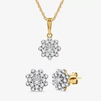 Diamond Blossom Womens 1 CT. T.W. Lab Grown White Diamond Flower Pendant Necklace Set