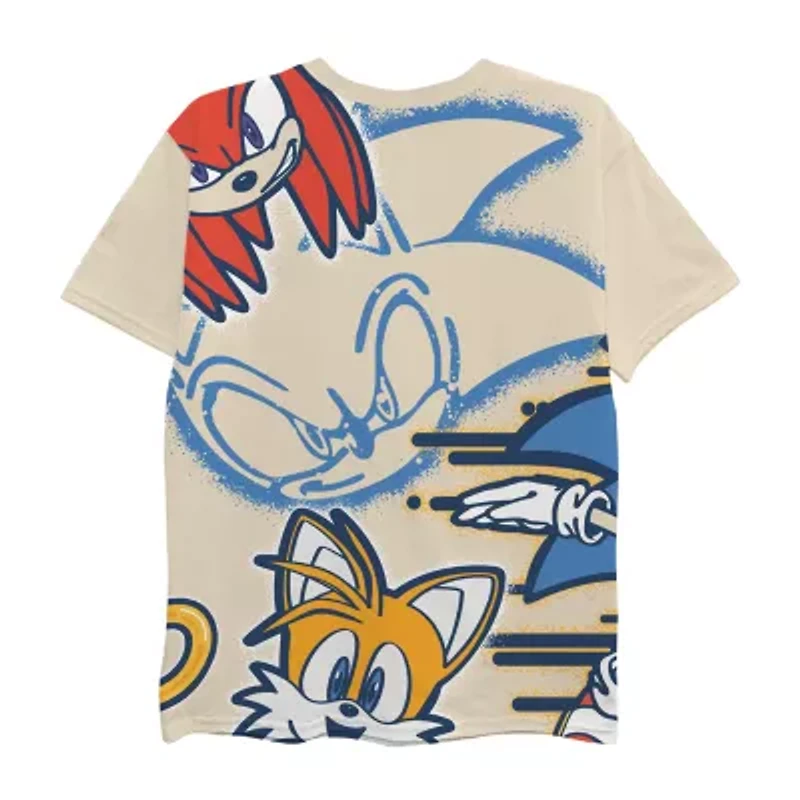 Little & Big Kid Boys Crew Neck Short Sleeve Regular Fit Sonic the Hedgehog Graphic T-Shirt