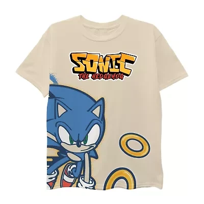 Little & Big Kid Boys Crew Neck Short Sleeve Regular Fit Sonic the Hedgehog Graphic T-Shirt