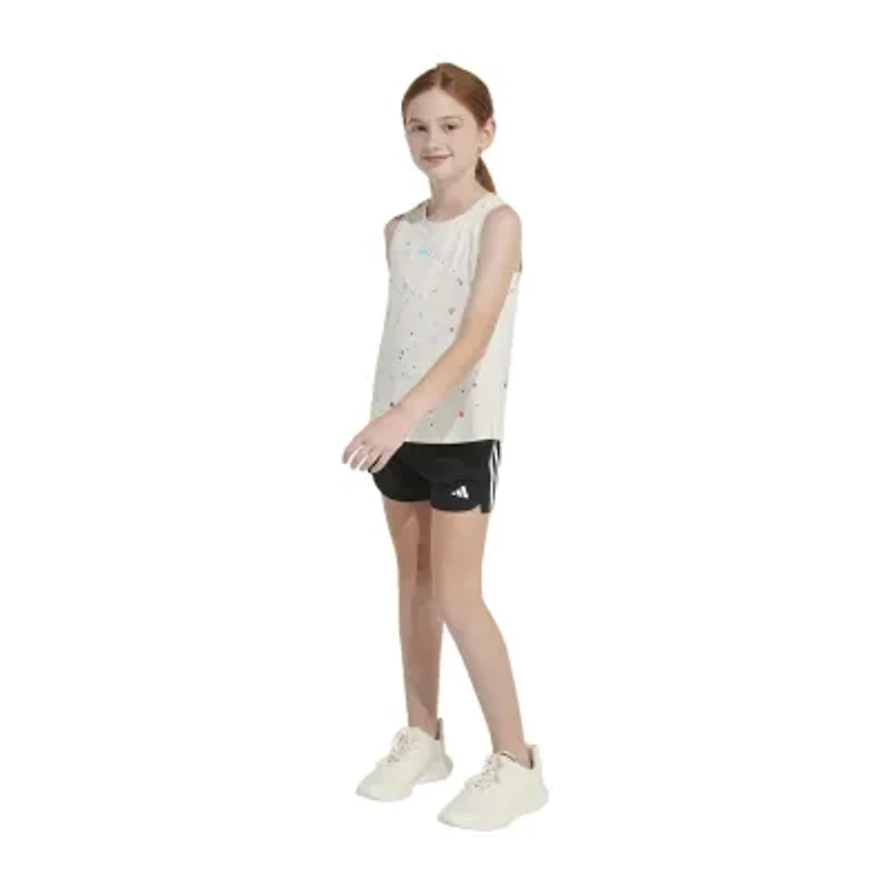 adidas Big Kid Girls Crew Neck Embroidered Sleeveless Active Tank Top