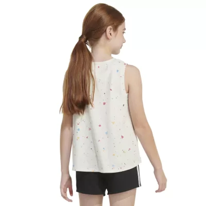 adidas Big Kid Girls Crew Neck Embroidered Sleeveless Active Tank Top